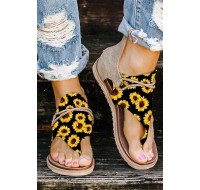 Summer Sunflower Zipper Flat Sandals