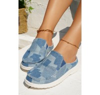 Sky Blue Color Block Slip-on Canvas Slippers